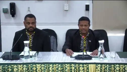 From left: Representatives from the Fiji Institute of Environmental Health - President Josefa Tabua and General Secretary Onisimo Sadranu.