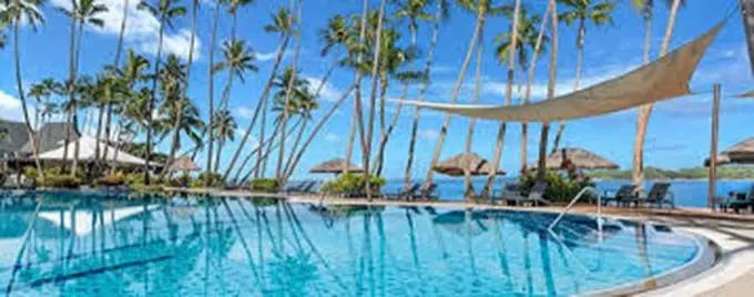 Shangri-La’s Fijian Resort and Spa poolside area.