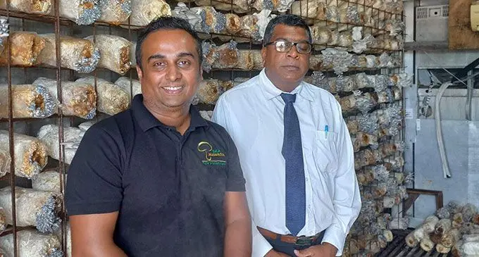 Bula Mushroom director Vinit Lal and Minister for Agriculture Mahendra Reddy on April 21, 2022.