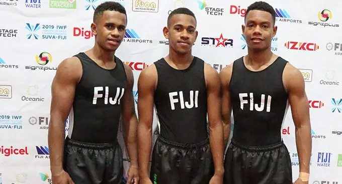 From left; Samuela Nasila, Maika Taukeinikoro and  Maloni Sadranu at the FMF National Gymnasium on June 2,2019.  Photo: Simione Haravanua