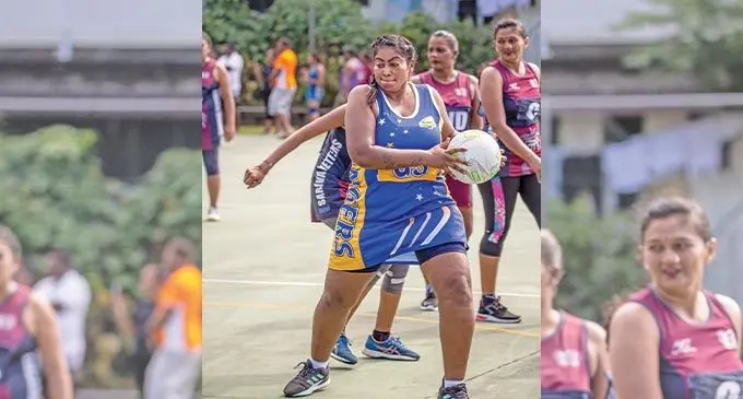 Lautoka Ranges goal shooter Vineshni Devi in action against Pixie Lautoka during the Indiana Sports Association netball competition at the National Netball Centre in Suva on June 26, 2022. Photo: Leon Lord