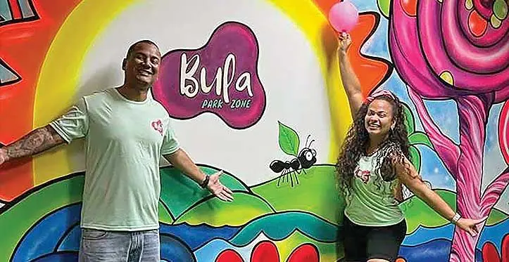 Rosiana Fernandes (right) and her husband, Rafael Silvia Da Rocha at Port Denarau.