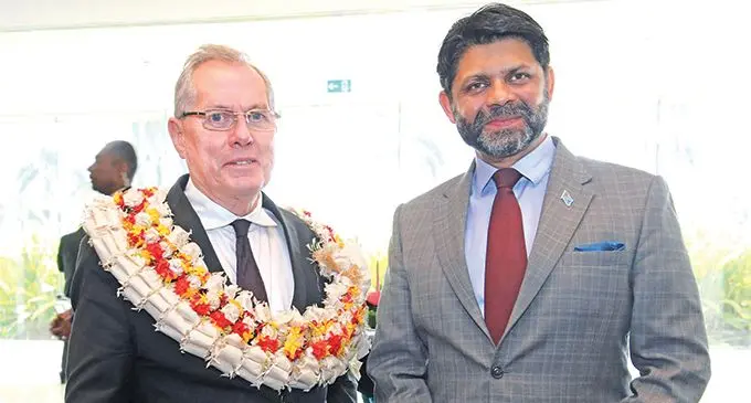 Acting Prime Minister and Attorney-General Aiyaz Sayed-Khaiyum with outgoing Chief Justice Anthony Gates at the Grand Pacific Hotel in Suva on March 29, 2019. Photos: DEPTFO News