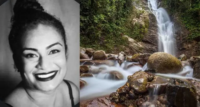 Enterpreneur Lina Mocelutu and the Biausevu waterfall, in Korolevu, Nadroga.