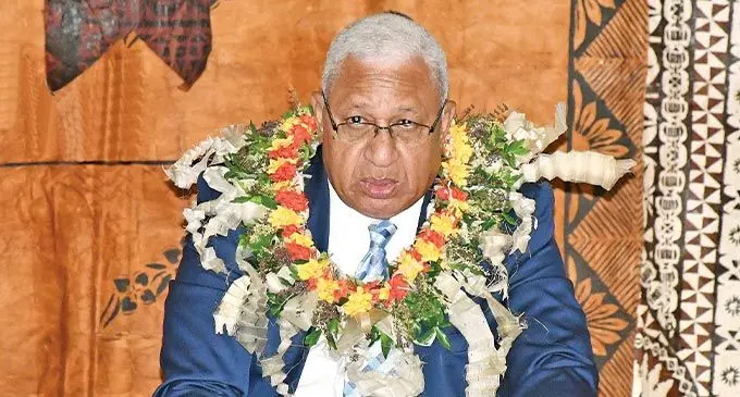 Na iliuliu ni Matanitu Voreqe Bainimarama ena nona a lai dolava na Bose ni Yasana o Lomaiviti ka vakayacori e Nasova mai Levuka ena siga Vukelulu
