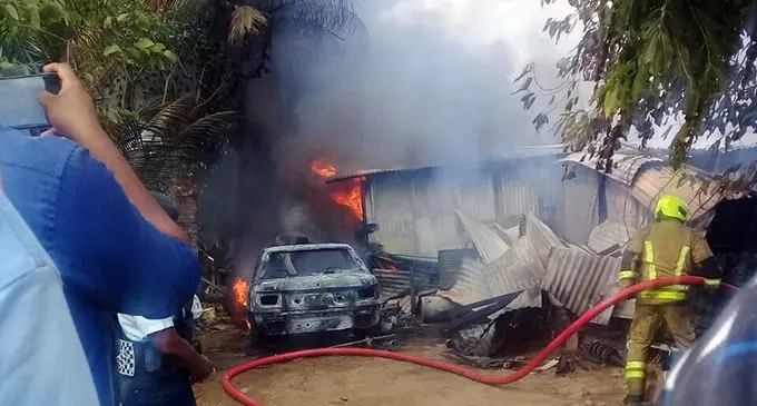 Kumar’s Korovuto home in Nadi destroyed by fire on September 5, 2019. Photo: Jay Narayan