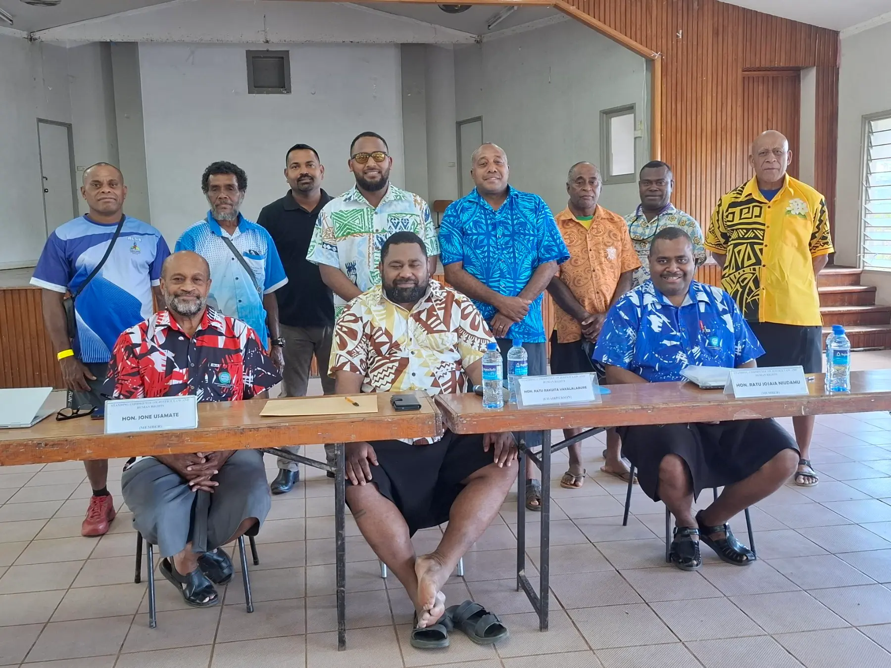 SEEP Research and Policy Officer Metuisela Gauna and Deputy Director Josefa Ravea with members of the Parliamentary Standing Committee on Justice, Law and Human Rights and other participants following SEEP’s submission on the Electoral (Amendment) Bill 2026 in Labasa on September 15, 2026. 