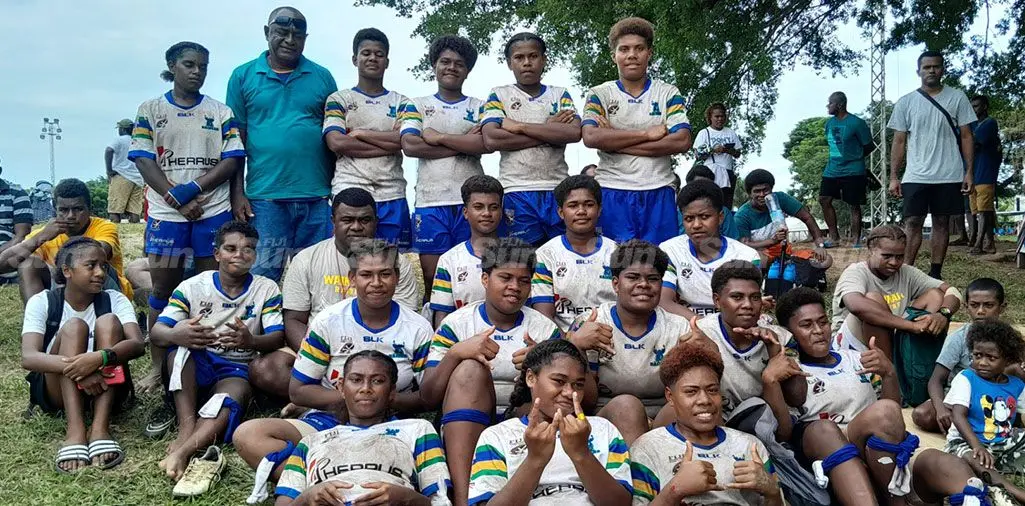 Wainimala Secondary School rugby league players with their officials at Prince Charles Park, Nadi, on April 20, 2024. Photo: Waisea Nasokia.  