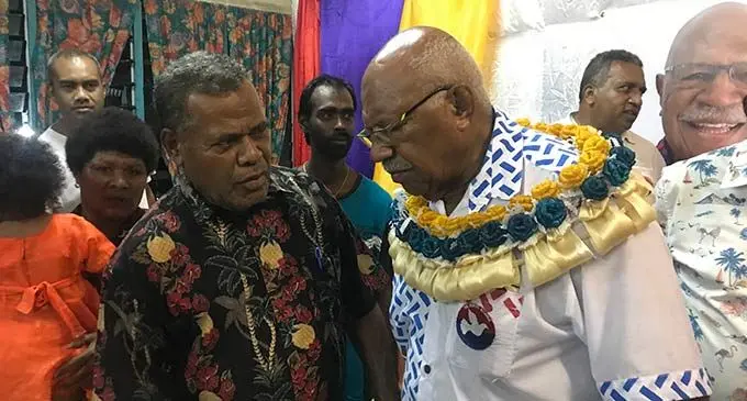 The People’s Alliance leader Sitiveni Rabuka revealed on Thursday after his campaign in Nasinu that he intends to release jailed coup maker George Speight and his men if he gets into power. Inset: George Speight, left, during one of his trials. Photo: Nacanieli Tuilevuka.