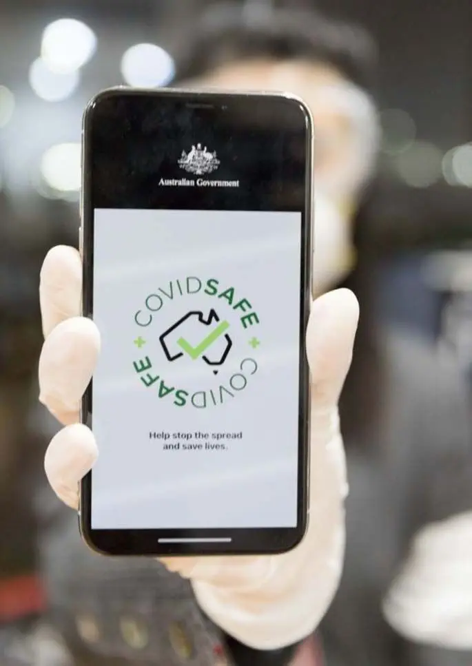 Photo taken on April 26, 2020 shows the COVIDSafe app on a smartphone in Canberra, Australia. (Photo by Liu Changchang/Xinhua)