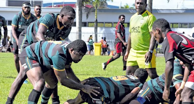 Lomaiviti Black forwards on the drive at Bidesi Park, Suva on March 10, 2018. Photo: Simione Haravanua