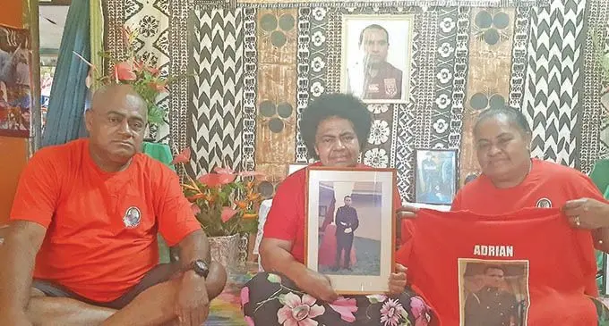 The Underwood family (from left) Peter Underwood (brother), mum Unaisi Underwood and sister Christine at Laucala Beach on September 23, 2021.  Photo: Shalveen Chand