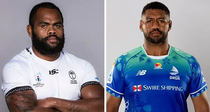 Flying Fijians forwards Peceli Yato and Emosi Tuqiri. Photo: Getty IMAGE/ FB