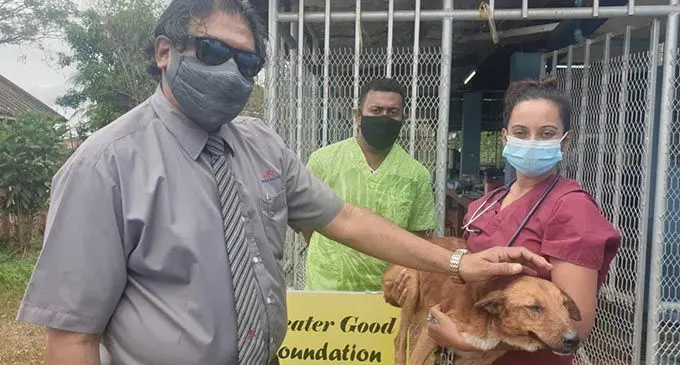 Jokhan Realtors (JR) managing director, Reginald Jokhan, left, visiting The Greater Good Foundation’s clinic in Lovu, Lautoka