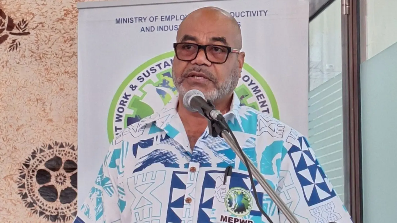Permanent Secretary for Employment, Productivity and Workplace Relations Jone Maritino Nemani at the launch of WorkHub at the ministry’s Nadi office. 
