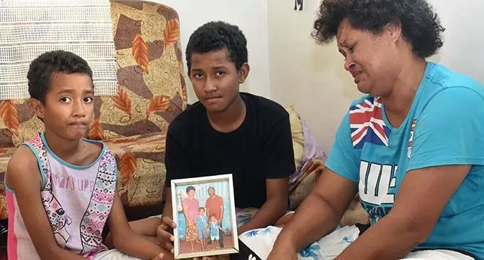 Wife Anareta Naisoro with her two daugthers Litia and Luisa at their home in Nadi on October 10, 2019. Photo: Waisea Nasokia