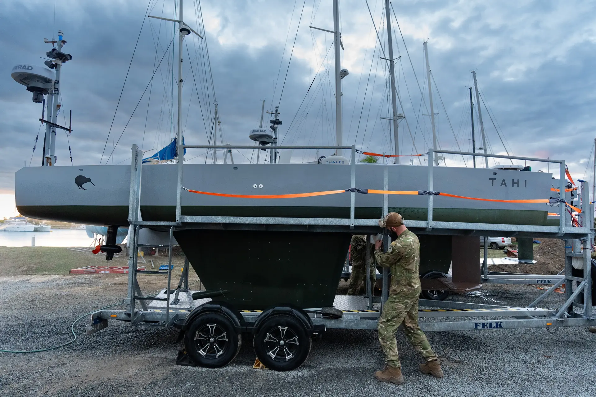 A USV on its trailer, ready to be transported