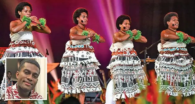Students of the Methodist Lay Training Centre perform the Fijian traditional dance at the Festival Village in the Hawai’i Convension Centre on June 10, 2024. Photo: Wati Talebula-Nuku/INSET: Epeli Sigani