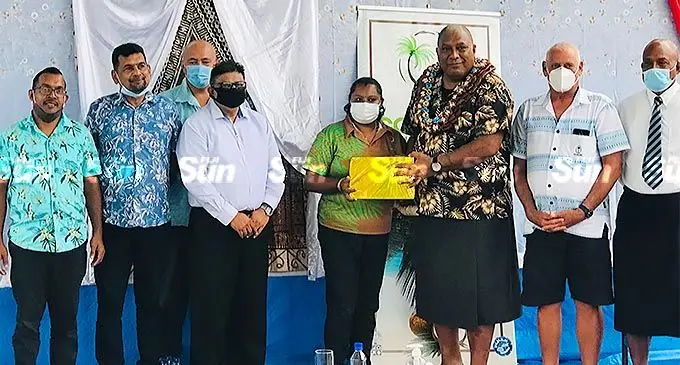 Fiji Coconut Pte Ltd chairperson Raj Sharma (fourth from left), President Ratu Wiliame Katonivere (sixth from left), with industry stakeholders on February 4, 2022. Photo: Laisa Lui