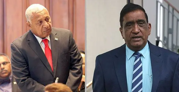 Prime Minister Voreqe Bainimarama and National Federation Party MP Parmod Chand.