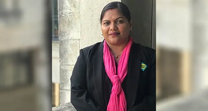   Fiji Teachers Registration Authority chief executive officer Sanjeeta Singh outside of the Parliament Chamber on October 20, 2022. Photo: Nacanieli Tuilevuka