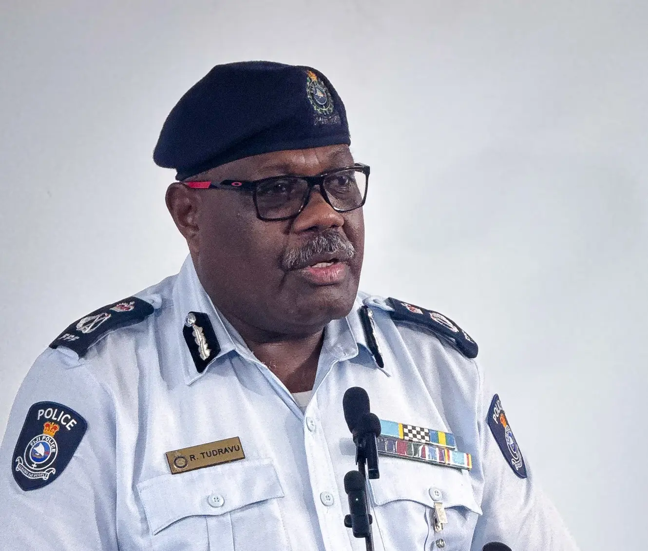 Police Commissioner Rusiate Tudravu during a press conference in Suva on May 13, 2026.