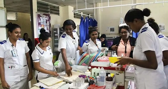 Some of the newly-recruited nurses supervised by a Senior matron at the Colonial War Memorial Hospital in Suva on September 21, 2020. Photo: Ministry of Health