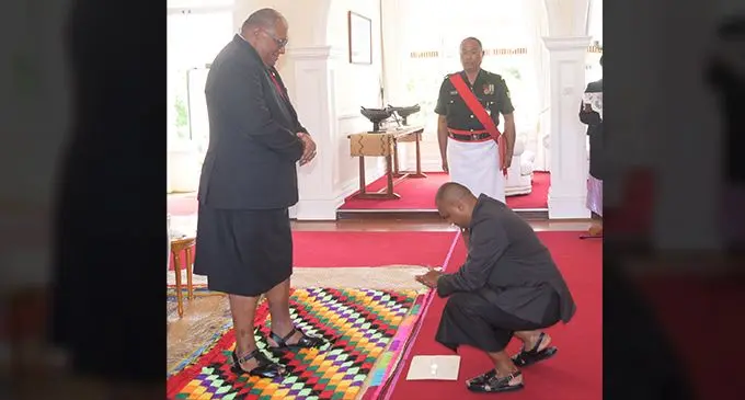 President Ratu Wiliame Katonivere awards Presidential Pardon to Albertino Shankar at the State House on March 9, 2023. Photo: Ronald Kumar
