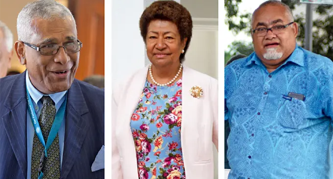 L-R: Opposition Member of Parliament Ratu Naiqama  Lalabalavu, Opposition Member of Parliament Ro Teimumu Kepa and Ratu Epenisa Cakobau