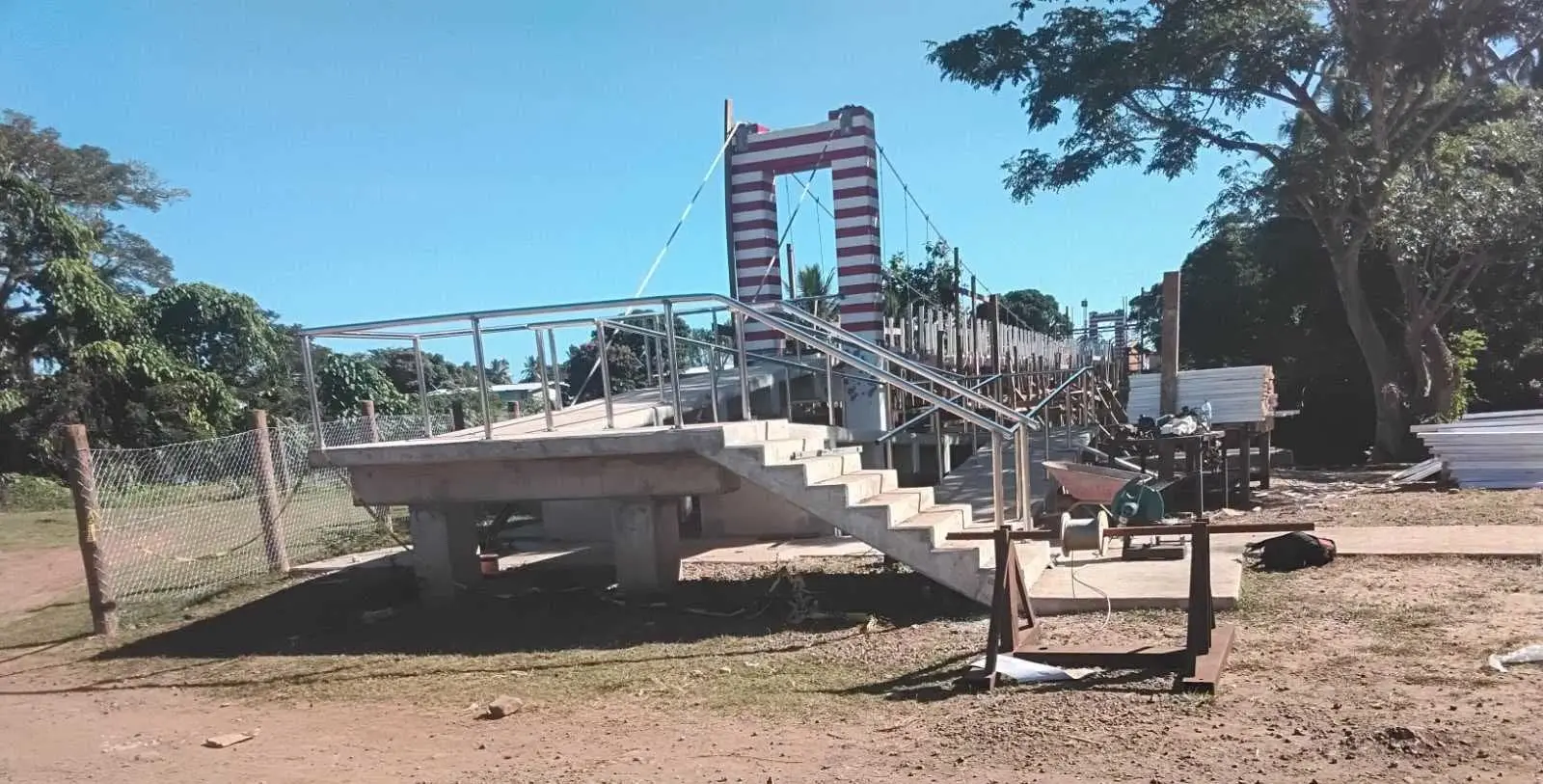 Works in progress on the foot bridge in Lomanikoro, Bua on July 13, 2026. 