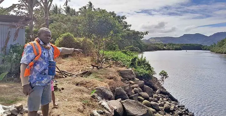 Vuniwai villager Irimaia Bukadakai at the banks of the Labasa River on June 5, 2023. Photo: Jone Salusalu