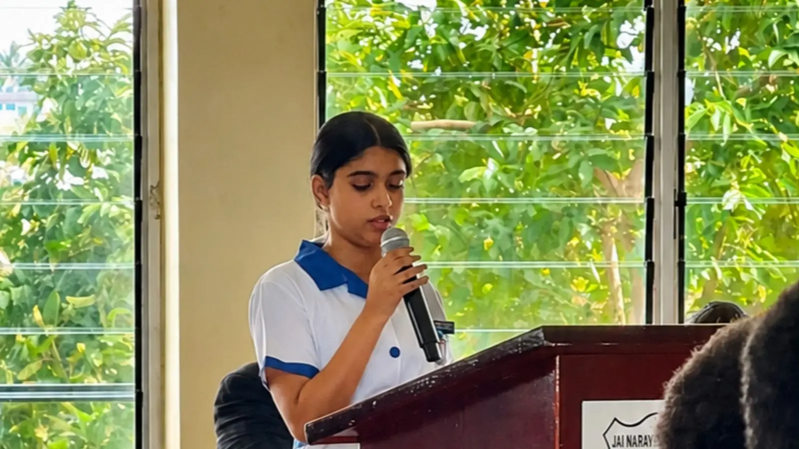 Mahatma Gandhi Memorial High School student Palavana Singh during the Constitution Review Commission at Jay Narayan College on July 1, 2026.
