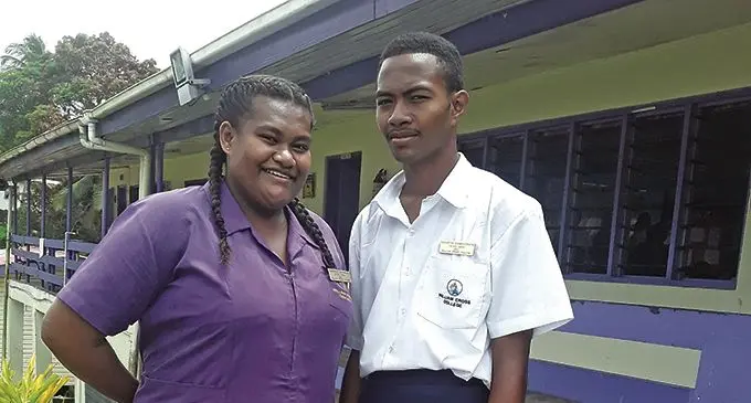 William Cross College Head girl Vasemaca Cevanalagi and head boy Sosiveta Camaiverata on February 26, 2021.  Photo: Wati Talebula-Nuku
