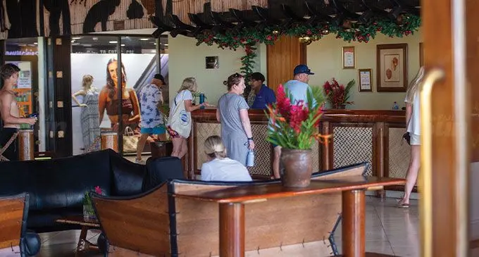 Visitors at the reception area at the Warwick Fiji on December 16, 2024. Photo: Leon Lord