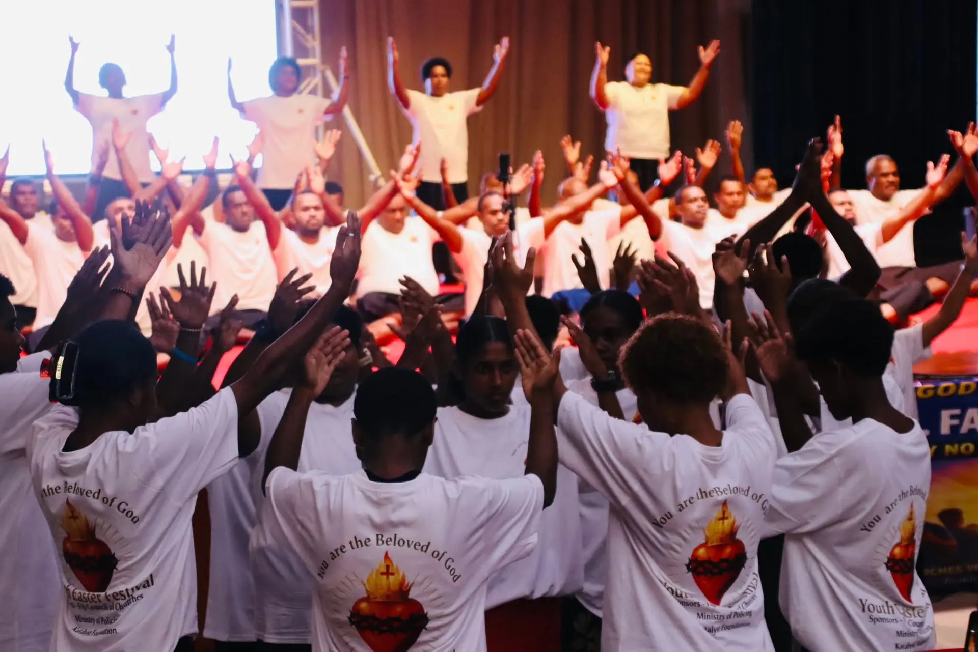 Youths participating during the annual Ecumenical Resurrection Sunday at Suva Civic Centre. 