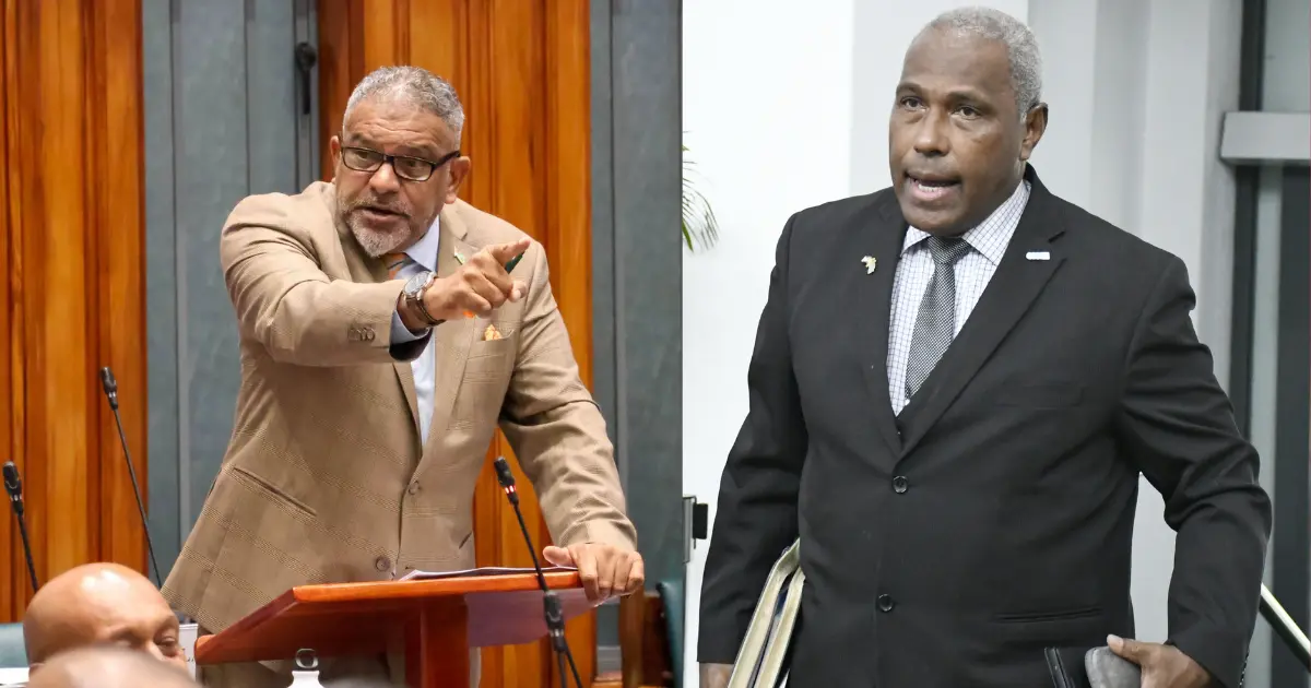 Opposition MP Faiyaz Koya and Acting Attorney-General Siromi Turaga.
