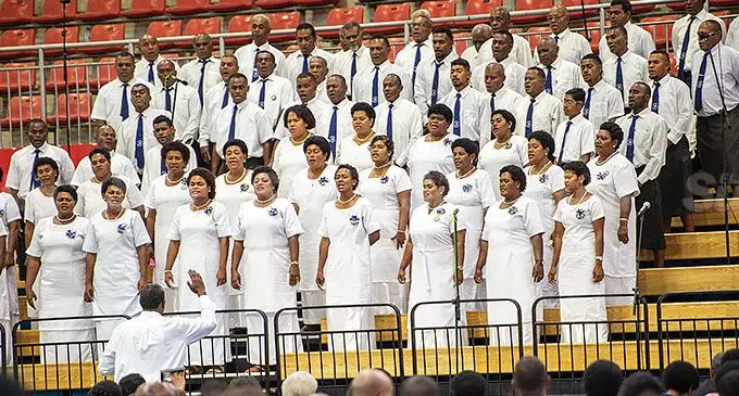 A choir performing at the Festival of Praise during the Diamond Jubilee celebration at the Vodafone Arena in Suva on August 28, 2024. Photo: Leon Lord