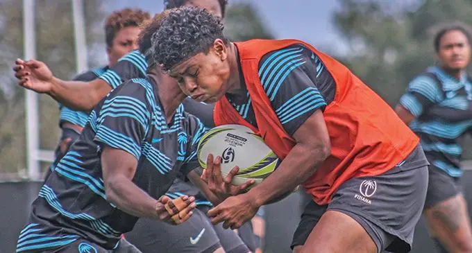Fijiana XVs rep Rusila Nagasau (right) during a training session  in New Zealand. Photo: FRU Media 