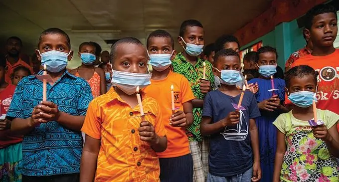 Children of Nakorolevu Village in Namara, Tailevu  during  the Medical Services Pacific (MSP) launch of the 16-Day Activism  on November 25, 2021.  Photo: Leon Lord