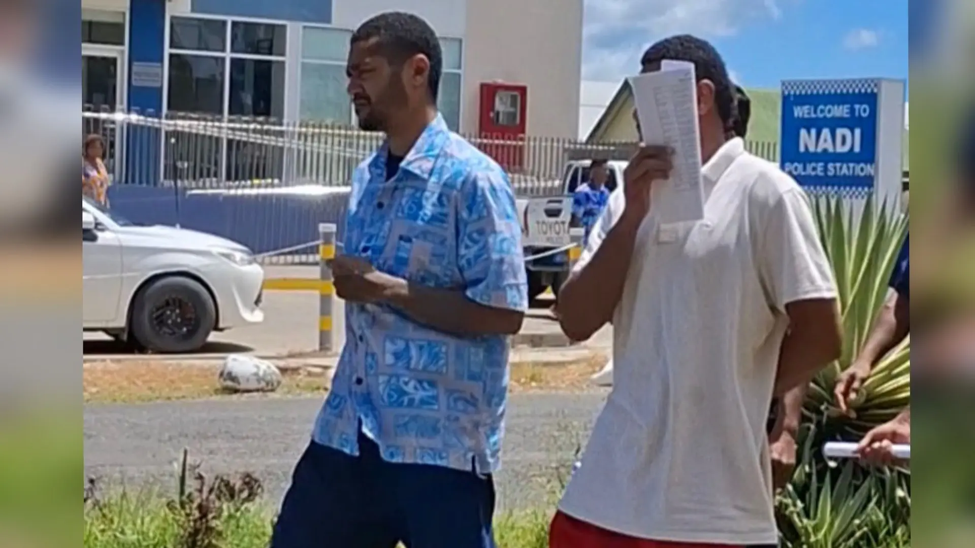 Joseph Miller (in light blue shirt) at the Magistrate Court in Nadi.