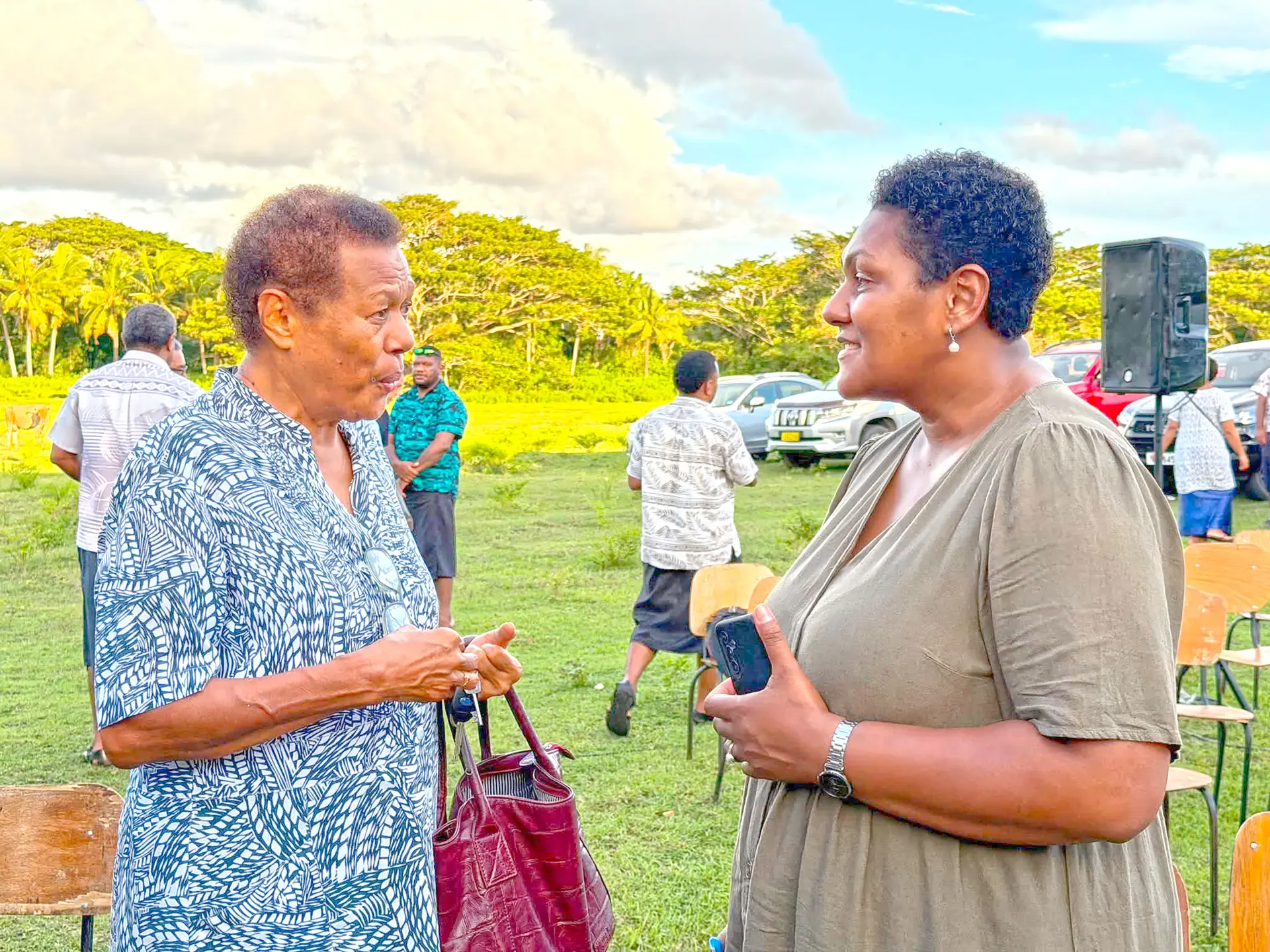 From left: Adi Makelesi Tavaiqia with director of Environment Senimili Nakora during the consulation at Saweni Vuda on April 19, 2026.
