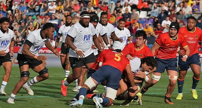 Action between FIJI Water Flying Fijians vs Spain during their Autumn Test match on November 17, 2024. Photo: Fiji Rugby