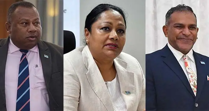 Minister for Defence, National Security Rural and Maritime Development, Disaster Management, Inia Seruiratu, Minister for Local Government, Housing and Community Development, Premila Kumar and Minister for Commerce, Transport Trade and Tourism, Faiyaz Koya.