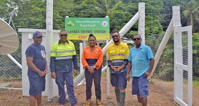 Mineral Resources Department Technical team carries out upgrade works at the Lakeba VSAT Seismic Station