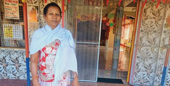 Temple priestess and caretaker Leela Wati, at Bulileka Durga Mata Mandir (temple) in Labasa, on April 8, 2025. Photo: Sampras Anand