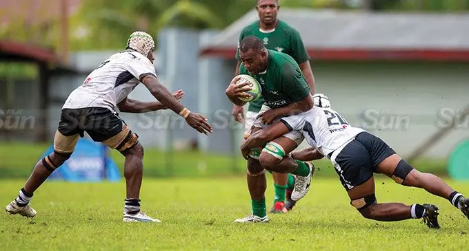 Tailevu forward Emori Logavatu in possession against Nadroga during their Skipper Cup match at Ratu Cakobau Park on April 6, 2024. Nadroga walloped Tailevu 39-16. Photo: Leon Lord