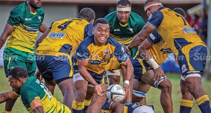 Northland halfback Suluka Tunaka passes the ball during their Skipper Fiji Rugby Championship clash against Tailevu. Northland has been relegated to the Vodafone Vanua Championship. Photo: Leon Lord