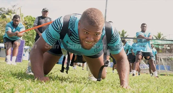 Swire Shipping Fijian Drua and Warriors hooker Tevita Ikanivere training at Bidesi Park on August 30, 2022 . Photo: Ronald Kumar