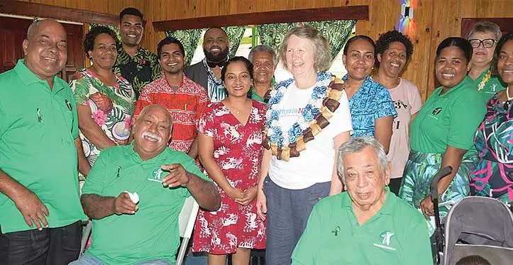 Counterstroke Fiji members, medical staff stroke survivors with Sarah Cowlam of Physio net of United Kingdom while marking World Stroke Day at Nausori Village Hall on October 26, 2023. Photo: Ronald Kumar