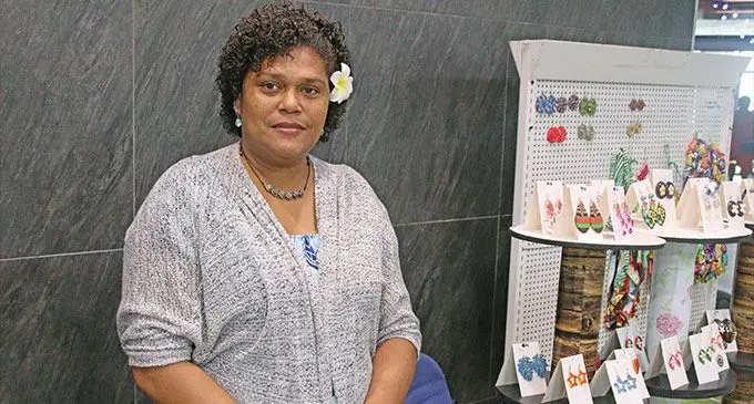 Vasiti Adi Vonokula with some of her handiworks. Photo: Sosiveta Korobiau